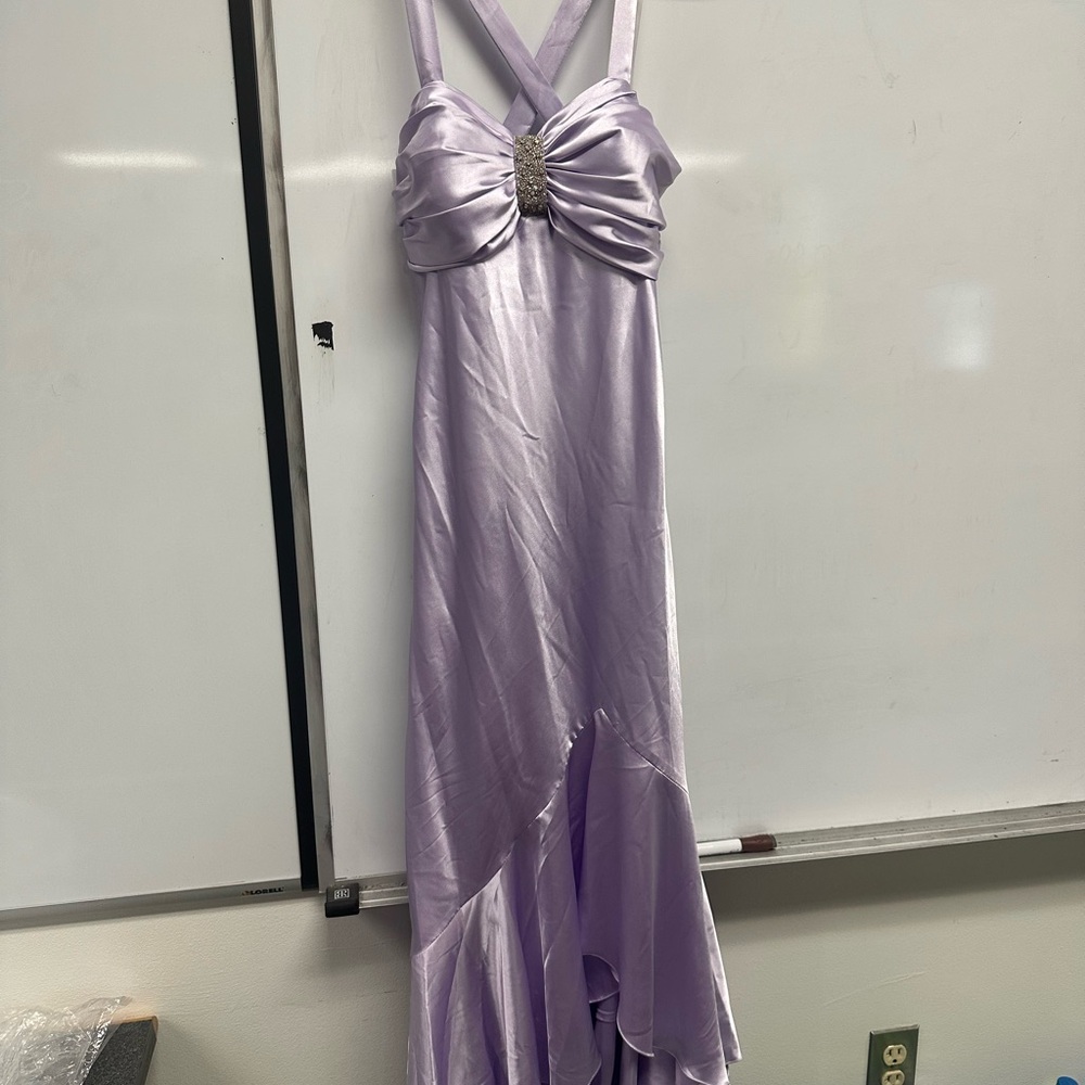 May Queen Purple Ruched High Low Gown